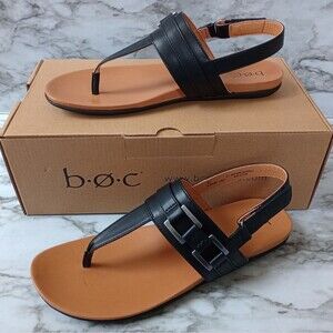 NIB B.O.C. Born Concept Keegan Black Thong Sandals Size 9M